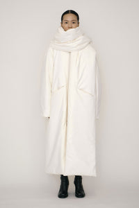 White Faux-Suede Padded Maxi Scarf-arc us arkus-APOC STORE