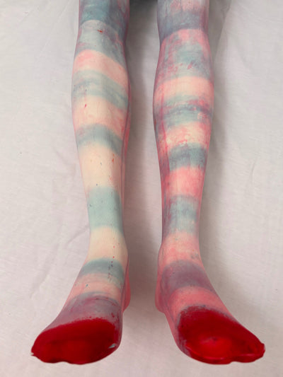 Pastel Border Pink tights-Stau Heidemarie-APOC STORE