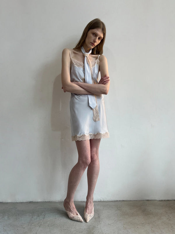 Lace-Trimmed Satin Slip Dress with lacing on the back-Nastyamasha-APOC STORE