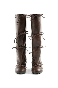 Strapped Ballet Boots Brown-EMPTY BEHAVIOR-APOC STORE