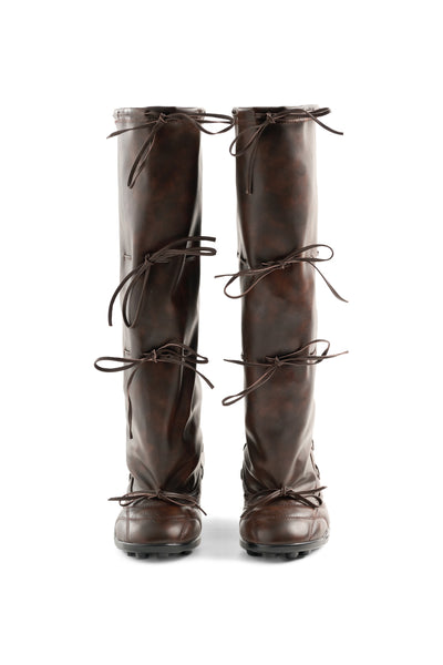 Strapped Ballet Boots Brown-EMPTY BEHAVIOR-APOC STORE