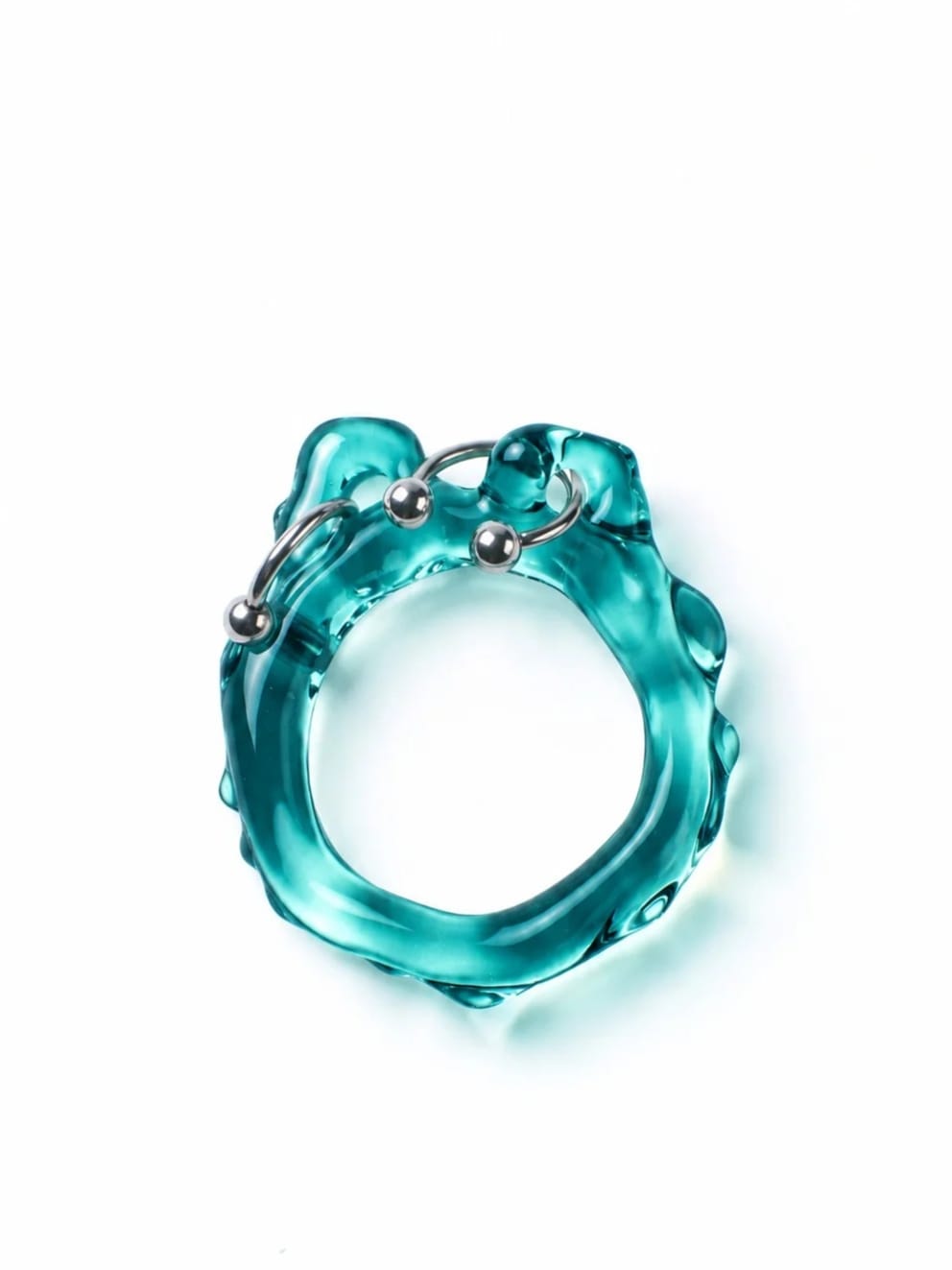 Organic Pierced Glass Ring 0062-Rain and Rivers-APOC STORE