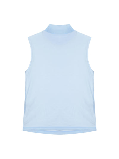 Draped Layer Top Light Blue-mesh blanca-APOC STORE
