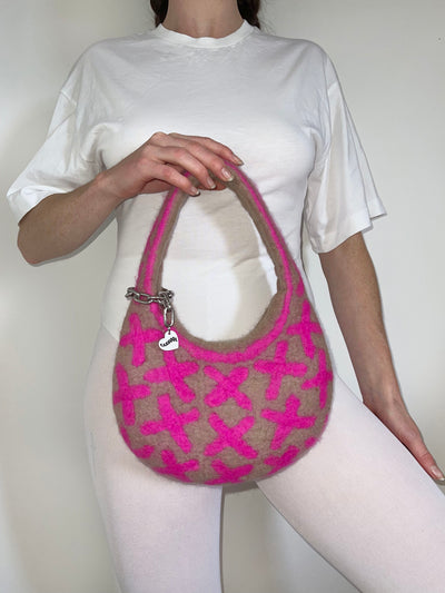 1 of 1 Saddle Bag - Beige / Fuchsia-Carboot-APOC STORE