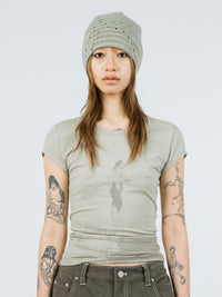 Eyelet stripe beanie moss green-Nibgnus-APOC STORE