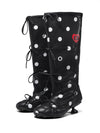 Polka Dot Strapped Ballet Boots Black-EMPTY BEHAVIOR-APOC STORE