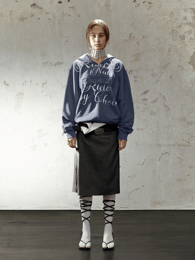 Black Stripe Asymmetric Skirt-TRINITE Studio-APOC STORE