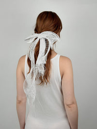 KNITTED BOW HAIR CLIP WHITE-Lou de Bètoly-APOC STORE