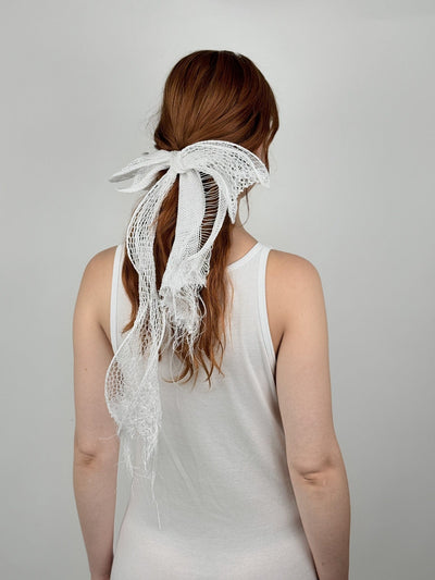 KNITTED BOW HAIR CLIP WHITE-Lou de Bètoly-APOC STORE