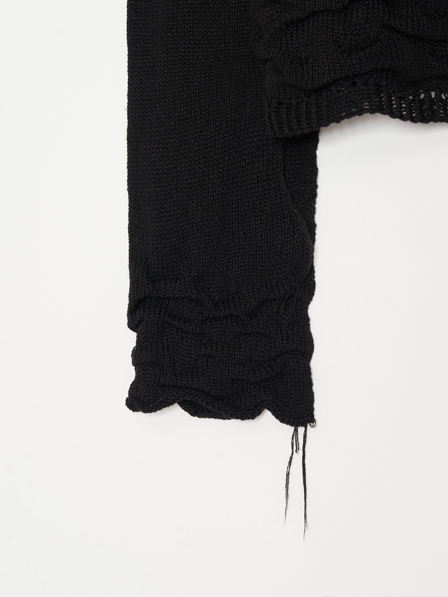 Hand Distressed collar knit001 - Black-Taekh-APOC STORE