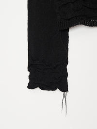 Hand Distressed collar knit001 - Black-Taekh-APOC STORE