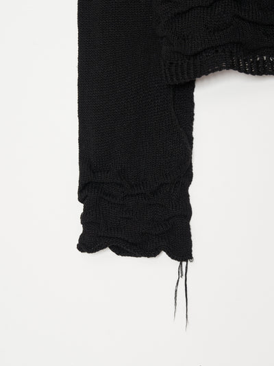 Hand Distressed collar knit001 - Black-Taekh-APOC STORE