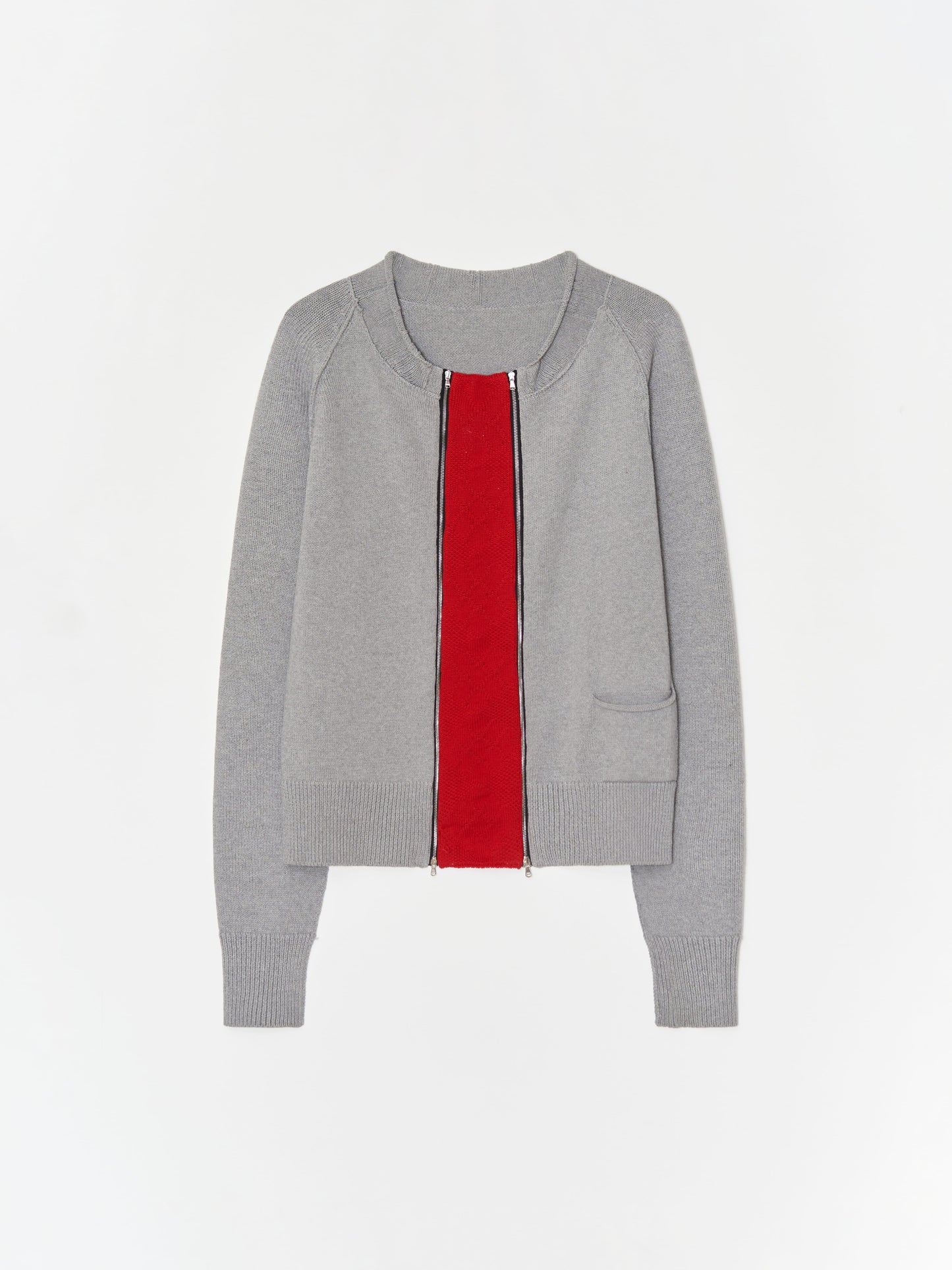 Double zip Cotton Cardigan 001 _ Gray-Taekh-APOC STORE