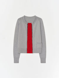 Double zip Cotton Cardigan 001 _ Gray-Taekh-APOC STORE