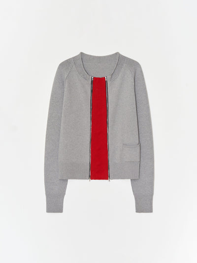 Double zip Cotton Cardigan 001 _ Gray-Taekh-APOC STORE