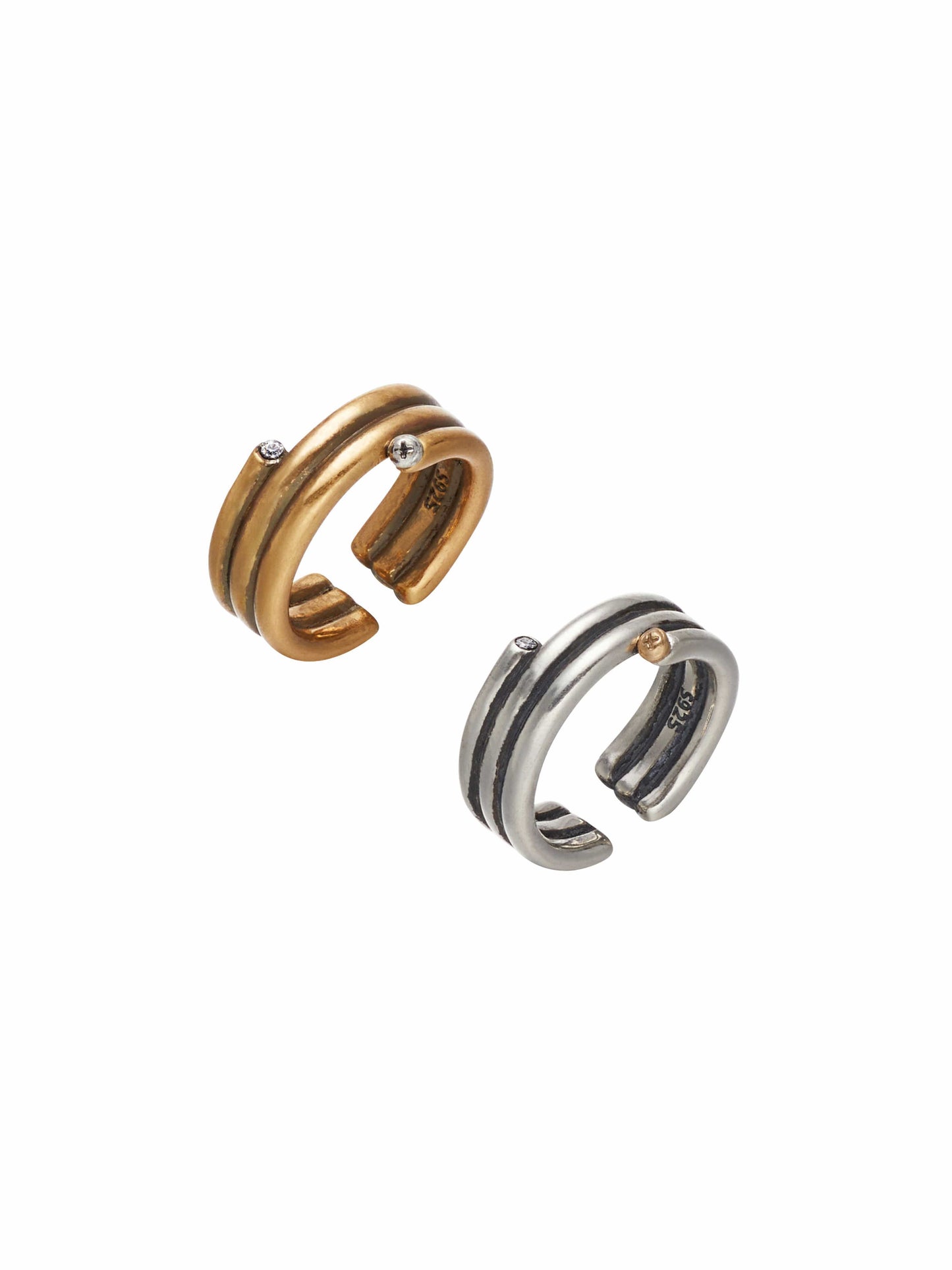 Two-Tone Spring Zircon Midi Ring-TRINITE Studio-APOC STORE