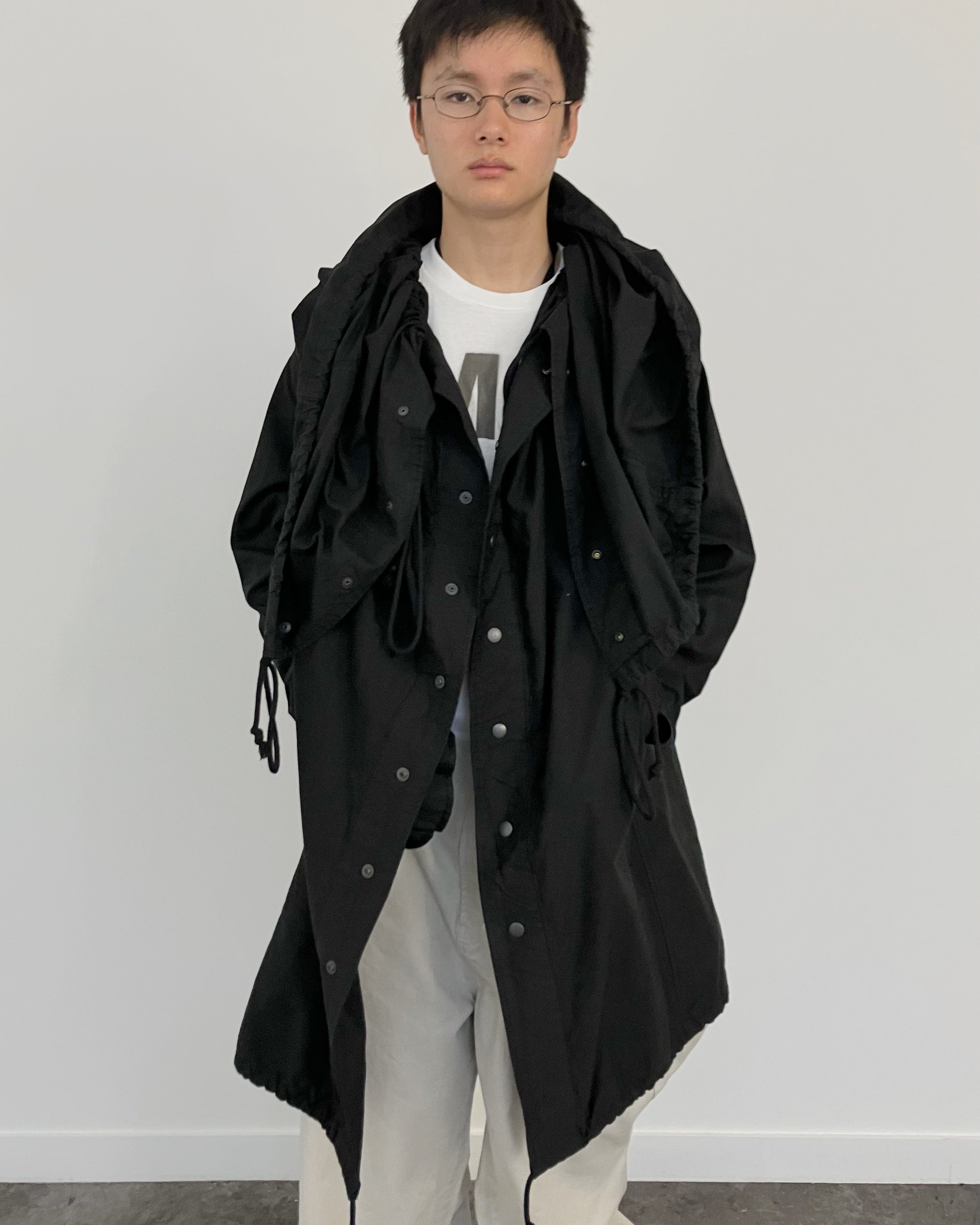 Coat String FLAT ADJUSTABLE STRING COAT BLACK – APOC STORE