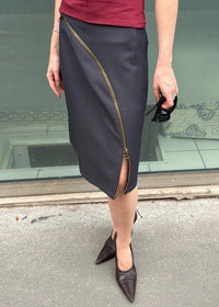 Zip Through Skirt in Grey-PAIDEN-APOC STORE