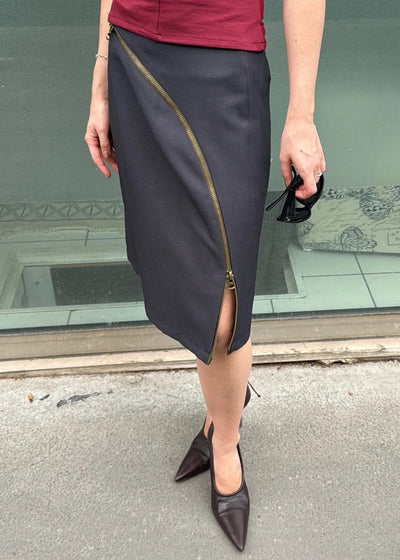 Zip Through Skirt in Grey-PAIDEN-APOC STORE
