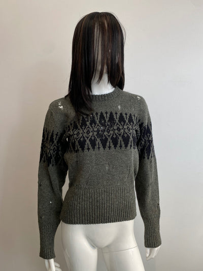 Distressed Fairisle jumper-Lilies of the Valley-APOC STORE