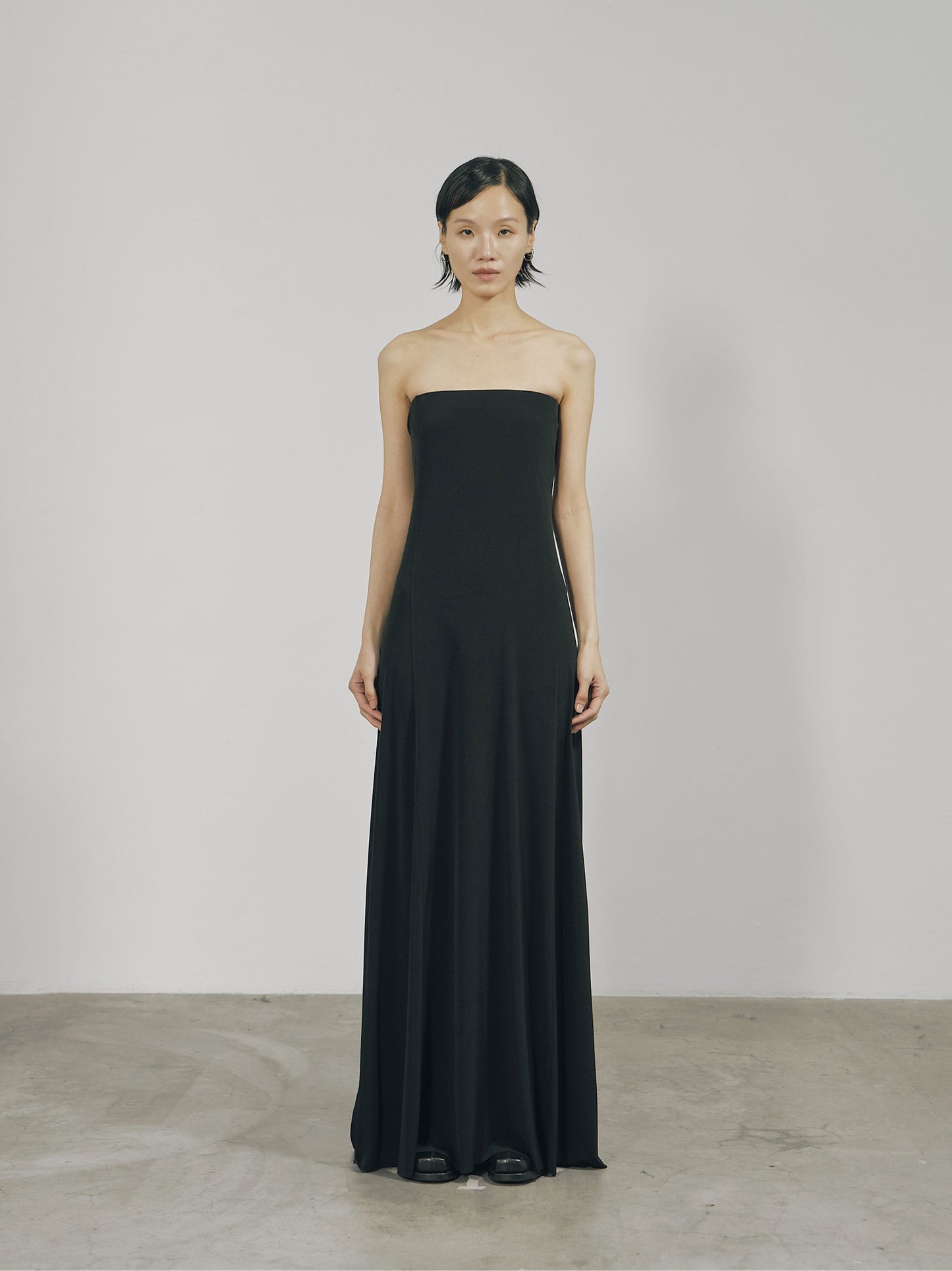 Black Skinny Flared Tube Maxi Dress-arc us arkus-APOC STORE