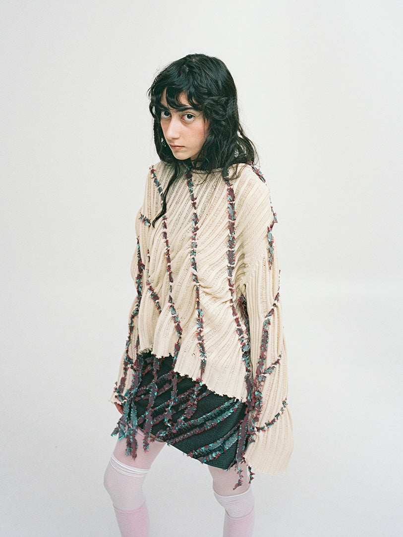 Mini Skirt with Stripes-Nensi Avetisian-APOC STORE