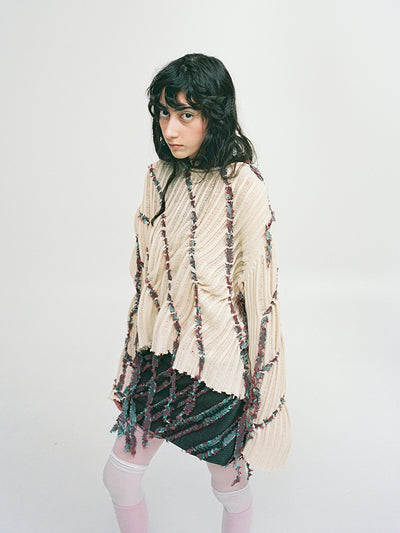 Mini Skirt with Stripes-Nensi Avetisian-APOC STORE