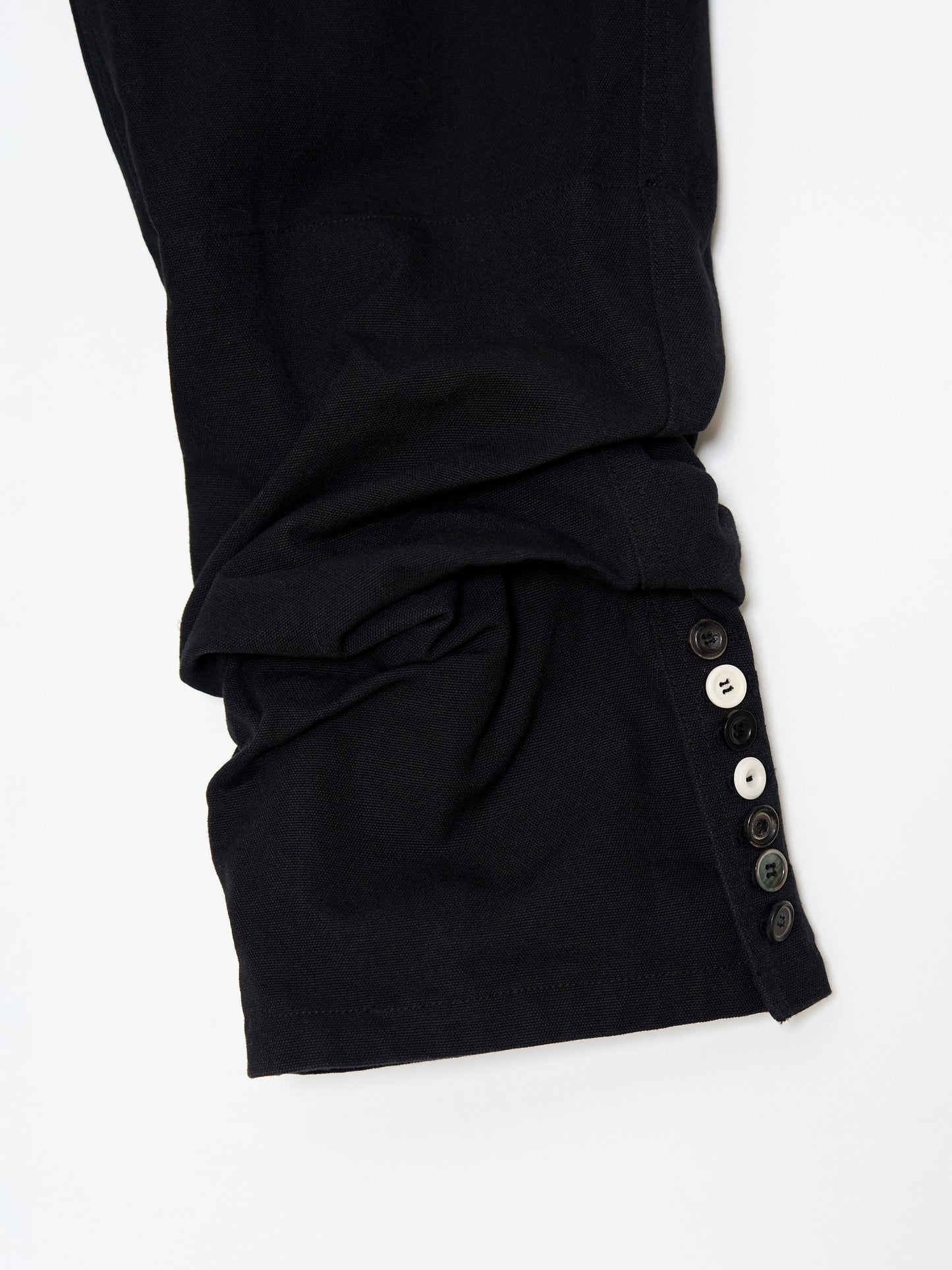 Glitched Hem Cotton Pants 001 _ Black-Taekh-APOC STORE