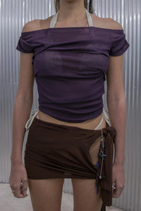 draping off-shoulder top purple-Lalameemee-APOC STORE