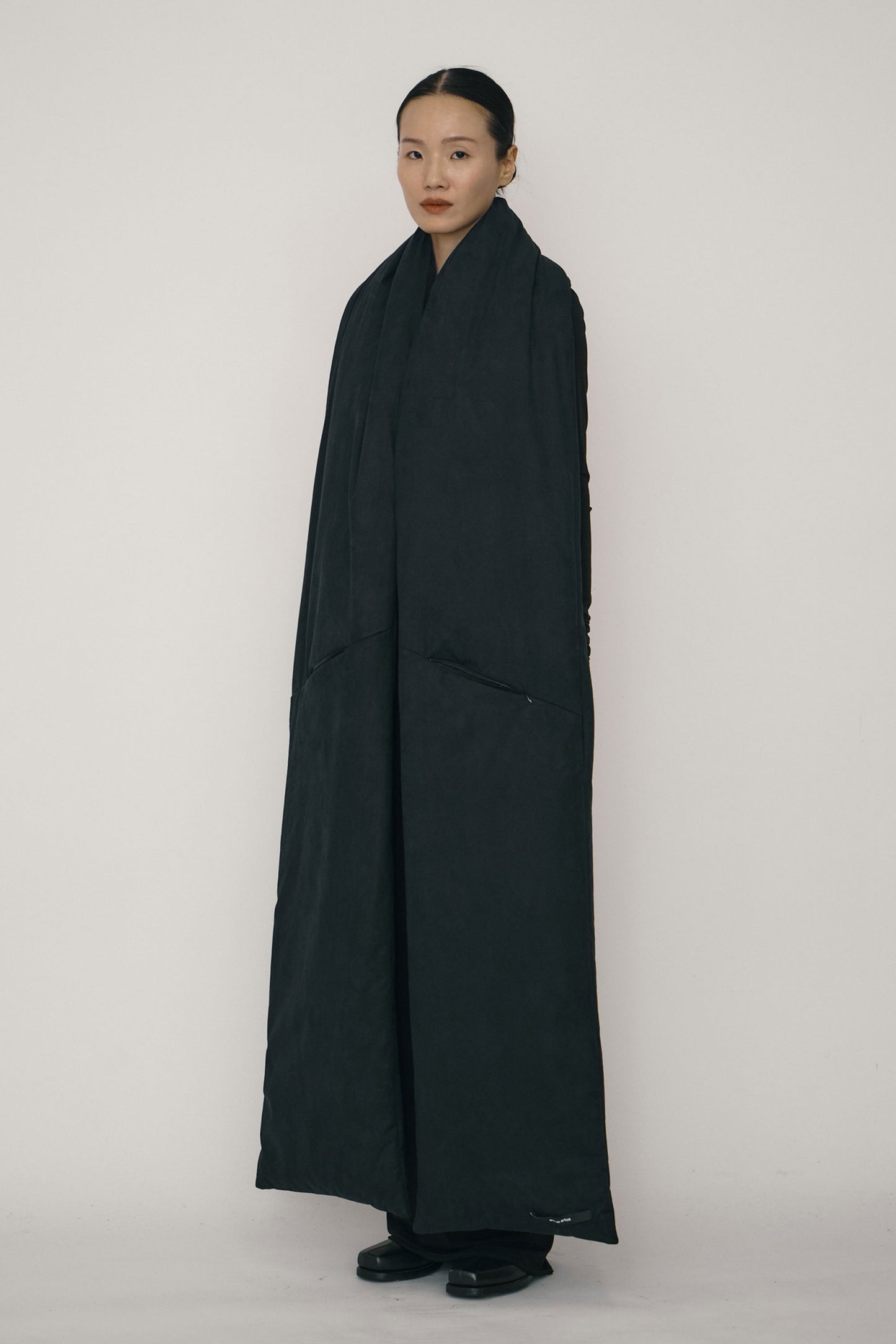 Black Faux-Suede Padded Maxi Scarf-arc us arkus-APOC STORE