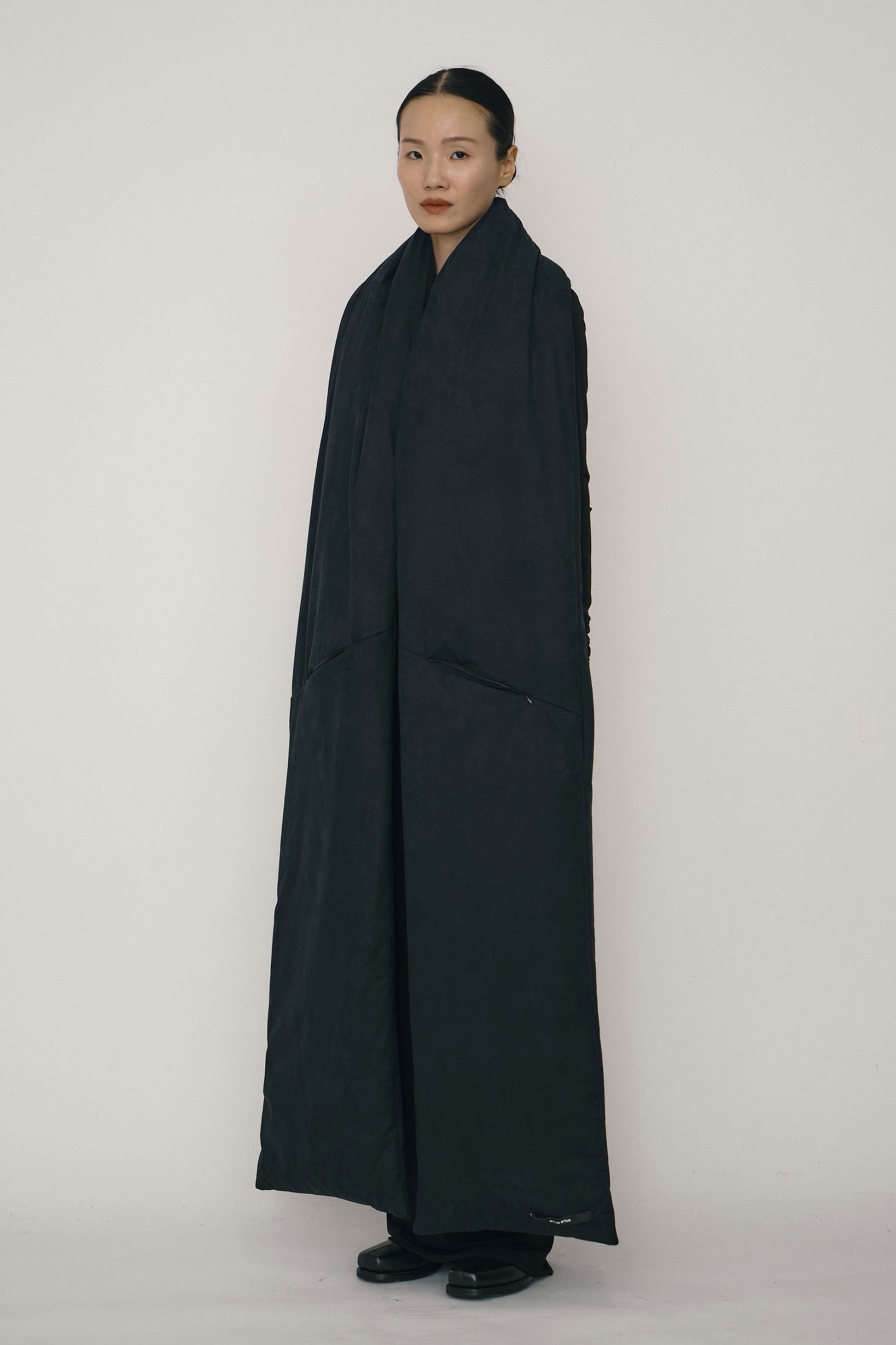 Black Faux-Suede Padded Maxi Scarf-arc us arkus-APOC STORE