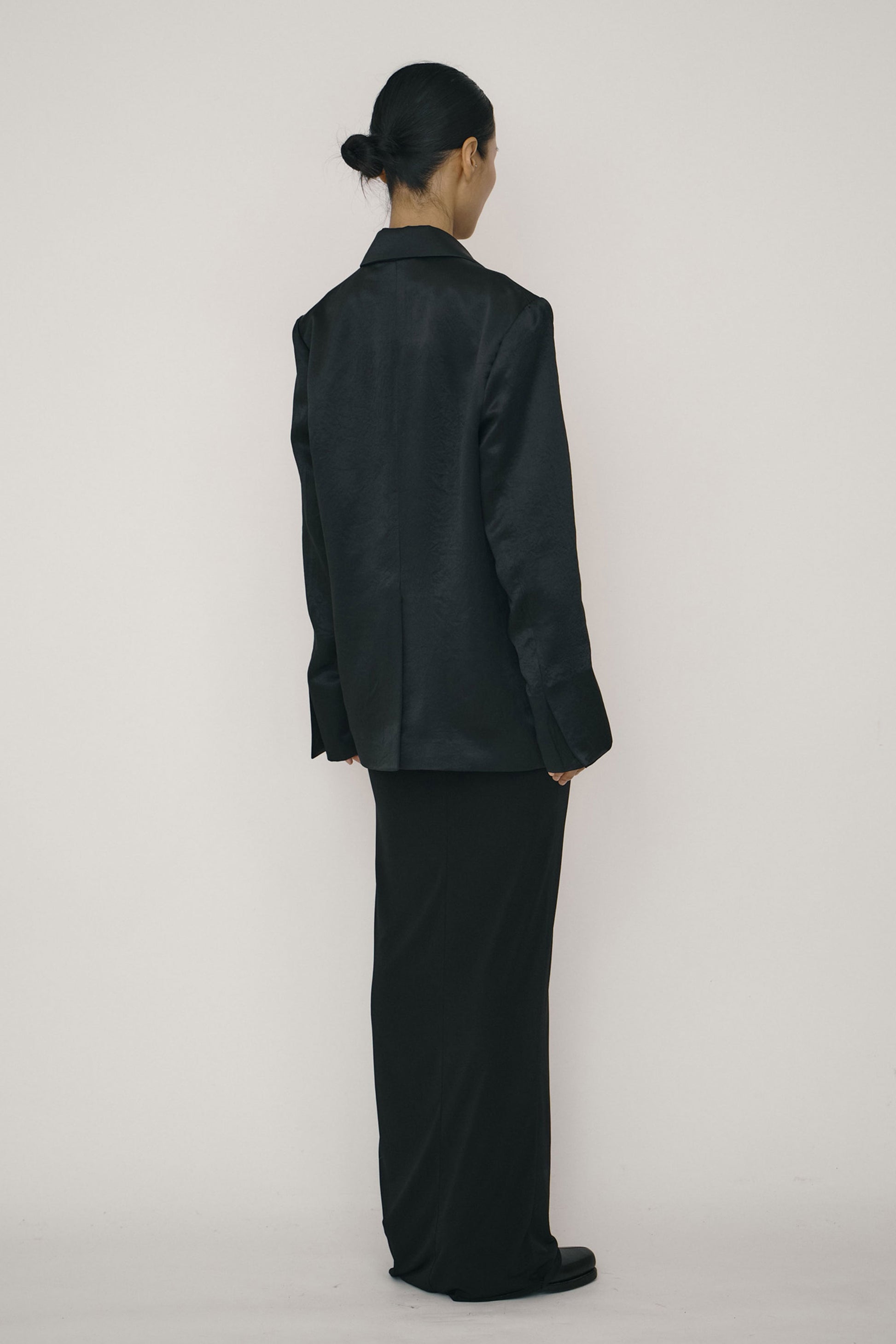 Black Satin Design Line Blazer-arc us arkus-APOC STORE