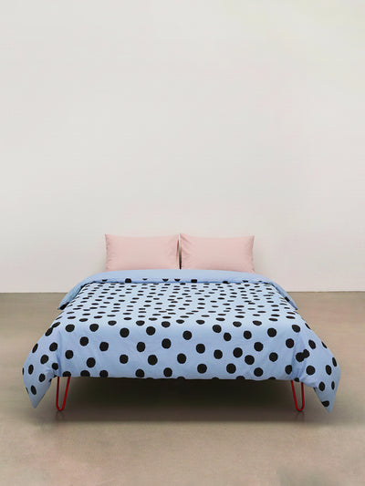 Sky Blue / Black Polka Duvet Cover-Pattern Chineso-APOC STORE