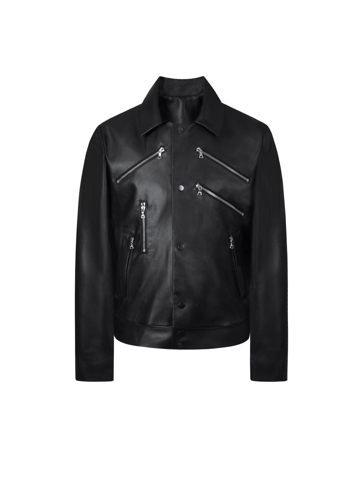 Contour Zip Leather Jacket-MINKIMHO-APOC STORE