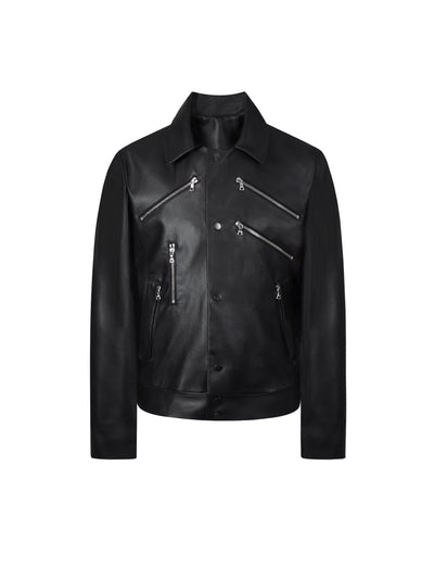 Contour Zip Leather Jacket-MINKIMHO-APOC STORE