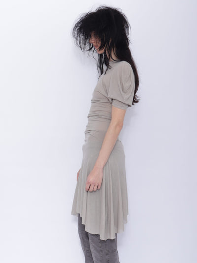 Dora Draped T-shirt Dress: Pale Grey-BJERSBORN-APOC STORE