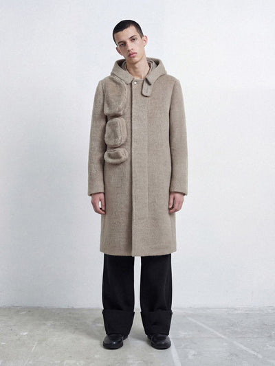 Architectural Hood Alpaca Coat (Graphite Grey)-MINKIMHO-APOC STORE