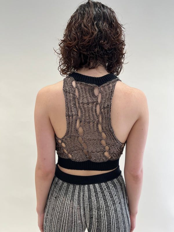 METALLIC MESH KNIT TOP-Sania Parvez-APOC STORE