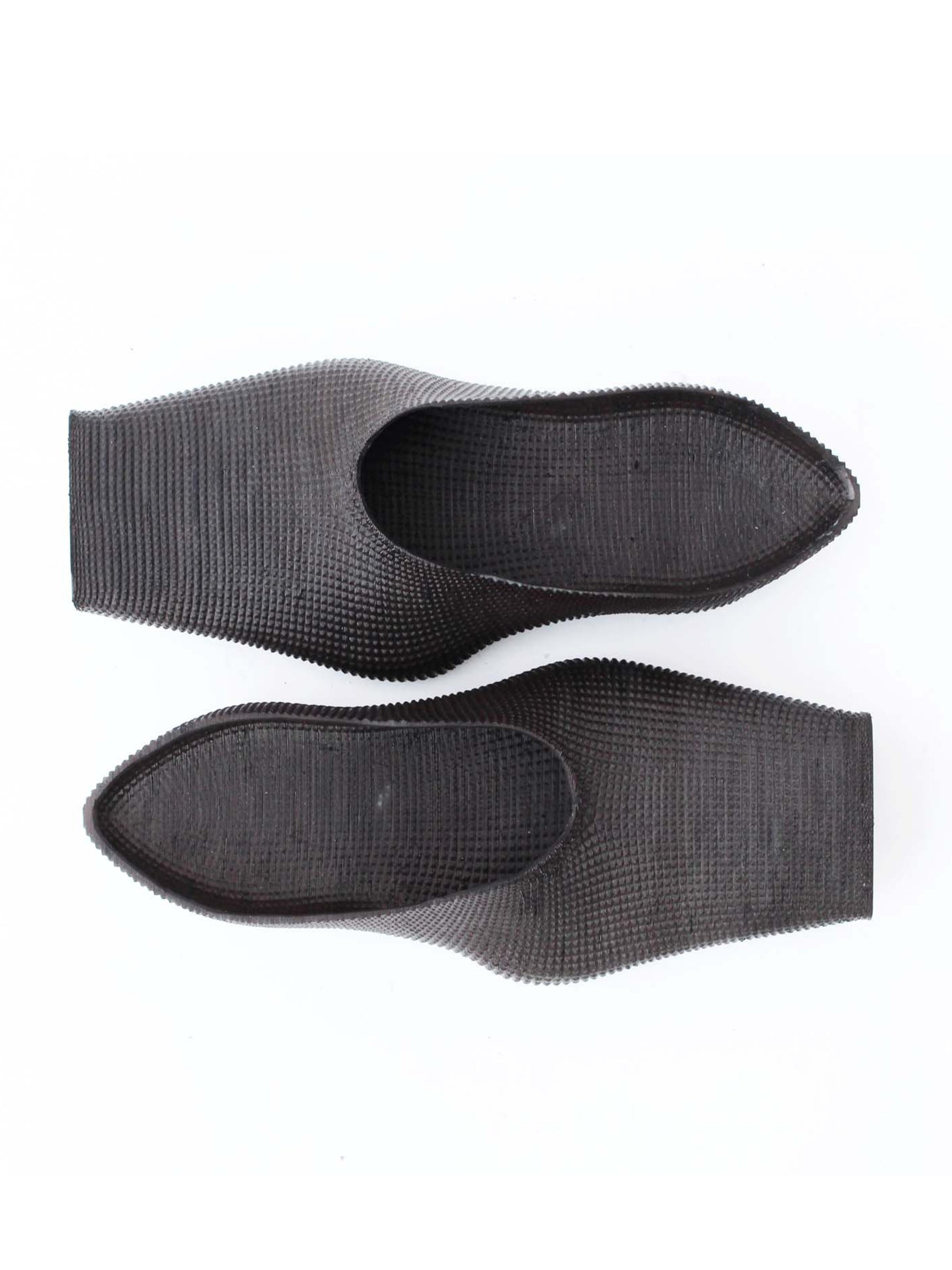 Heeled Square Toe Rubber Mules - Dark-BODY AMPLIFICATION DEVICES-APOC STORE
