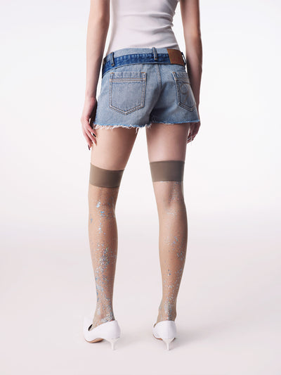 TRI-RIB Fold-Over Waist Denim Shorts-TRINITE Studio-APOC STORE