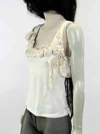 White Draped Plissee Nightgown Top-Lou de Bètoly-APOC STORE