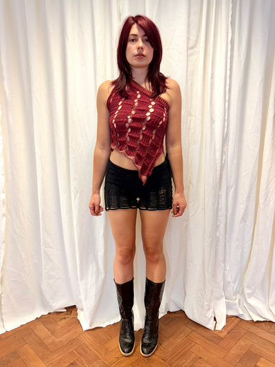 Asymmetrical Knit Top - Burgundy-Sania Parvez-APOC STORE