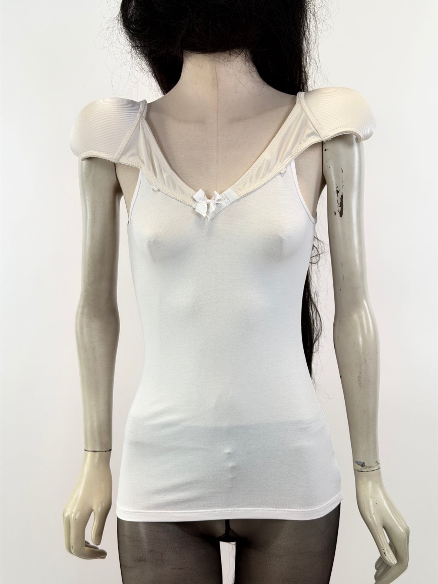 White Shoulderpad Bra Top-Lou de Bètoly-APOC STORE