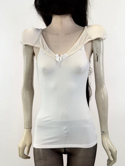 White Shoulderpad Bra Top-Lou de Bètoly-APOC STORE