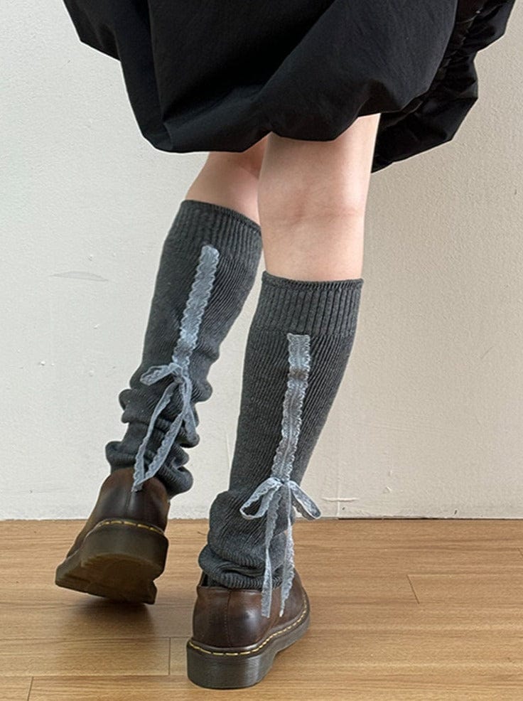 LACE RIBBON LEG WARMER LIGHT BLUE-SAENGIN STUDIOS-APOC STORE