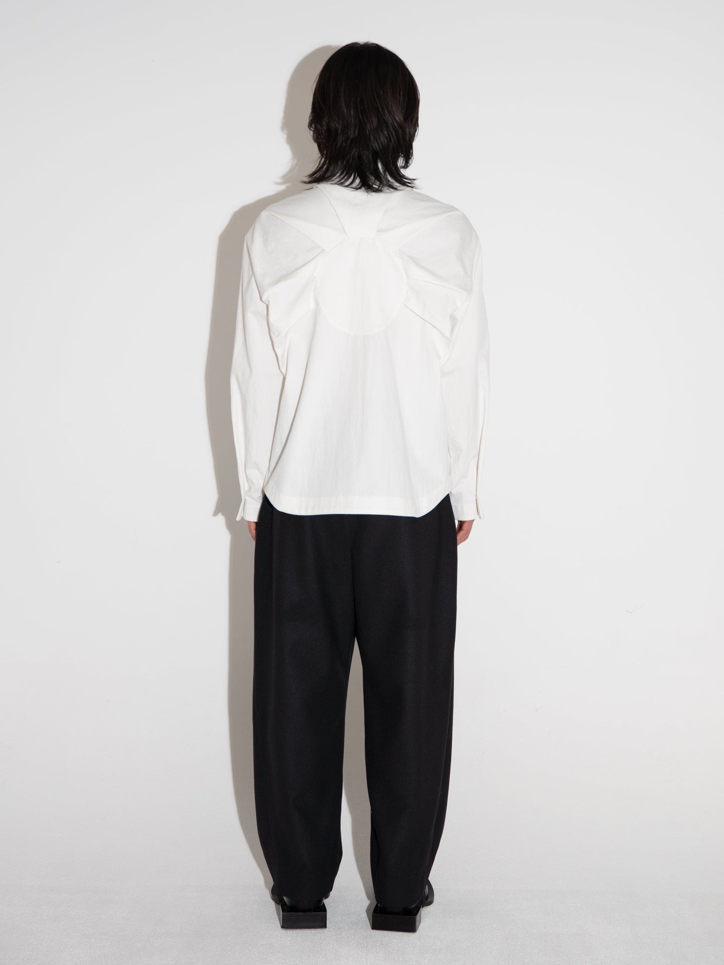 Pleated Hidden Button Shirts White-Woojun Jang-APOC STORE