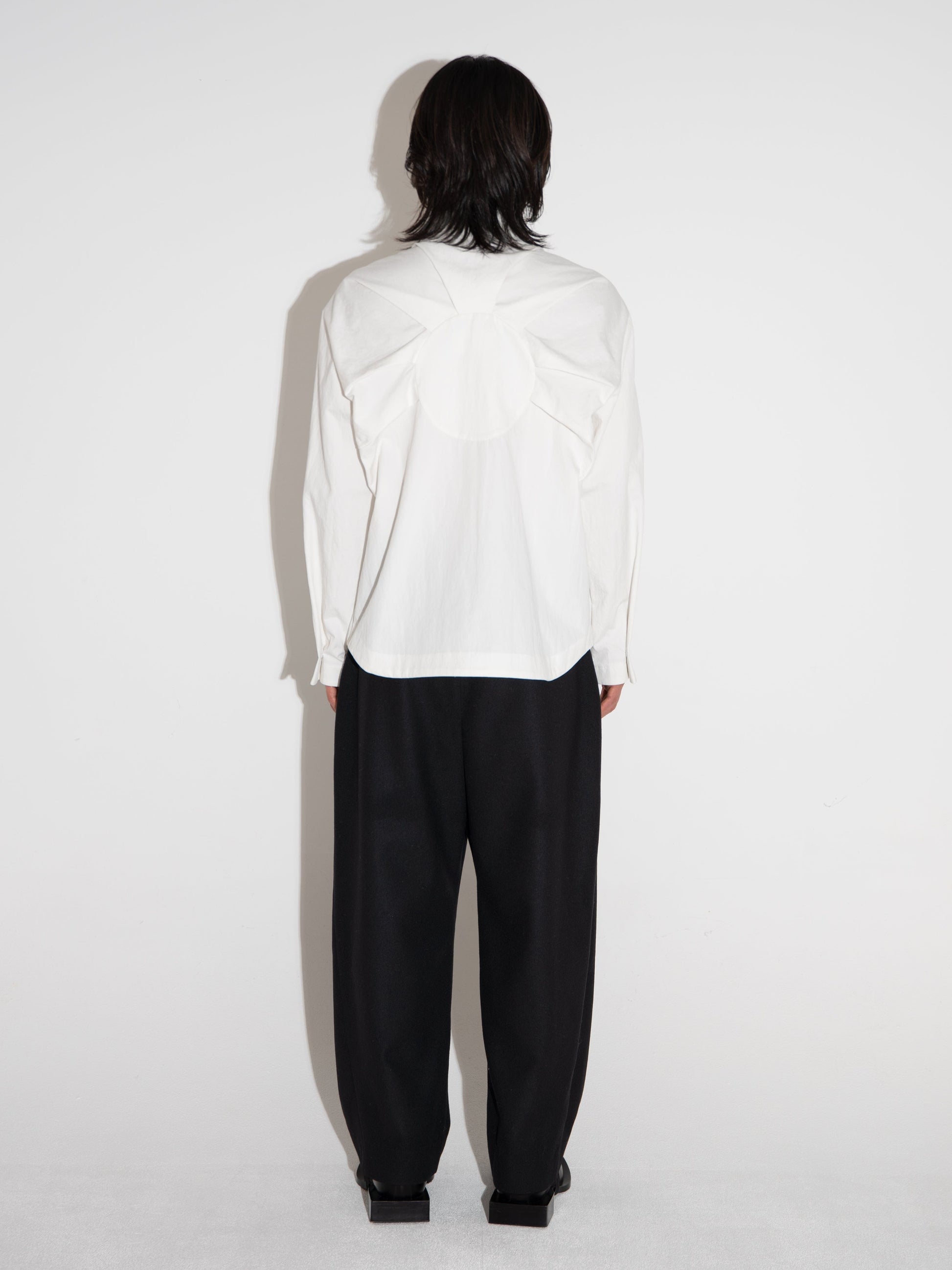 Pleated Hidden Button Shirts White-Woojun Jang-APOC STORE