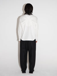 Pleated Hidden Button Shirts White-Woojun Jang-APOC STORE