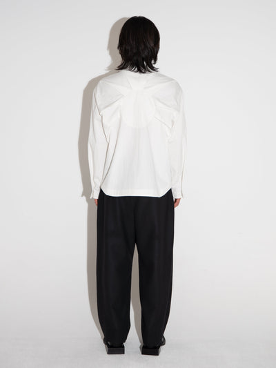 Pleated Hidden Button Shirts White-Woojun Jang-APOC STORE