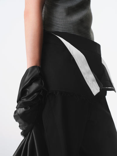 Black Utility Panel Curved Trousers-TRINITE Studio-APOC STORE